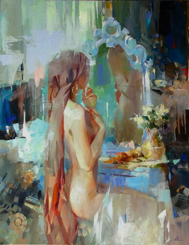 By the mirror von Khodakivskyi Vasyl, Malerei kaufen auf Singulart