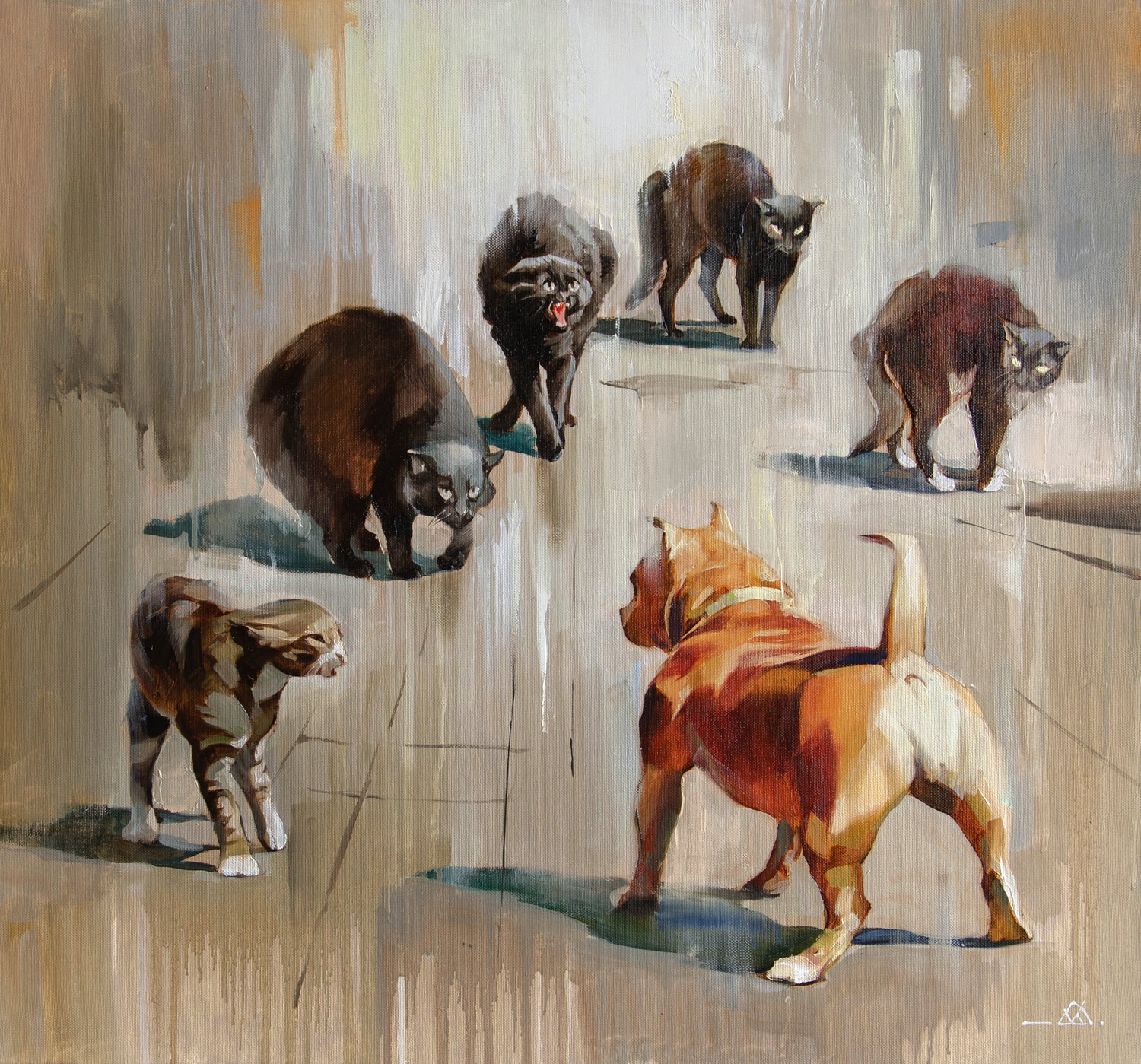 Street hooligans Khodakivskyi Vasyl Original painting for sale