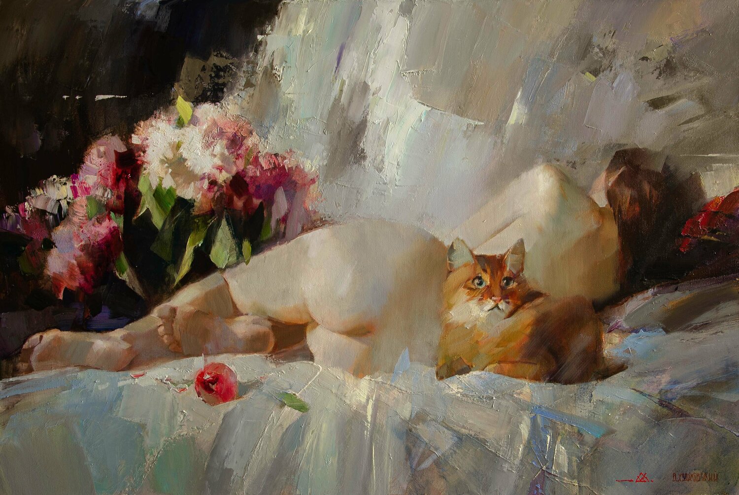 Girl with a cat Khodakivskyi Vasyl