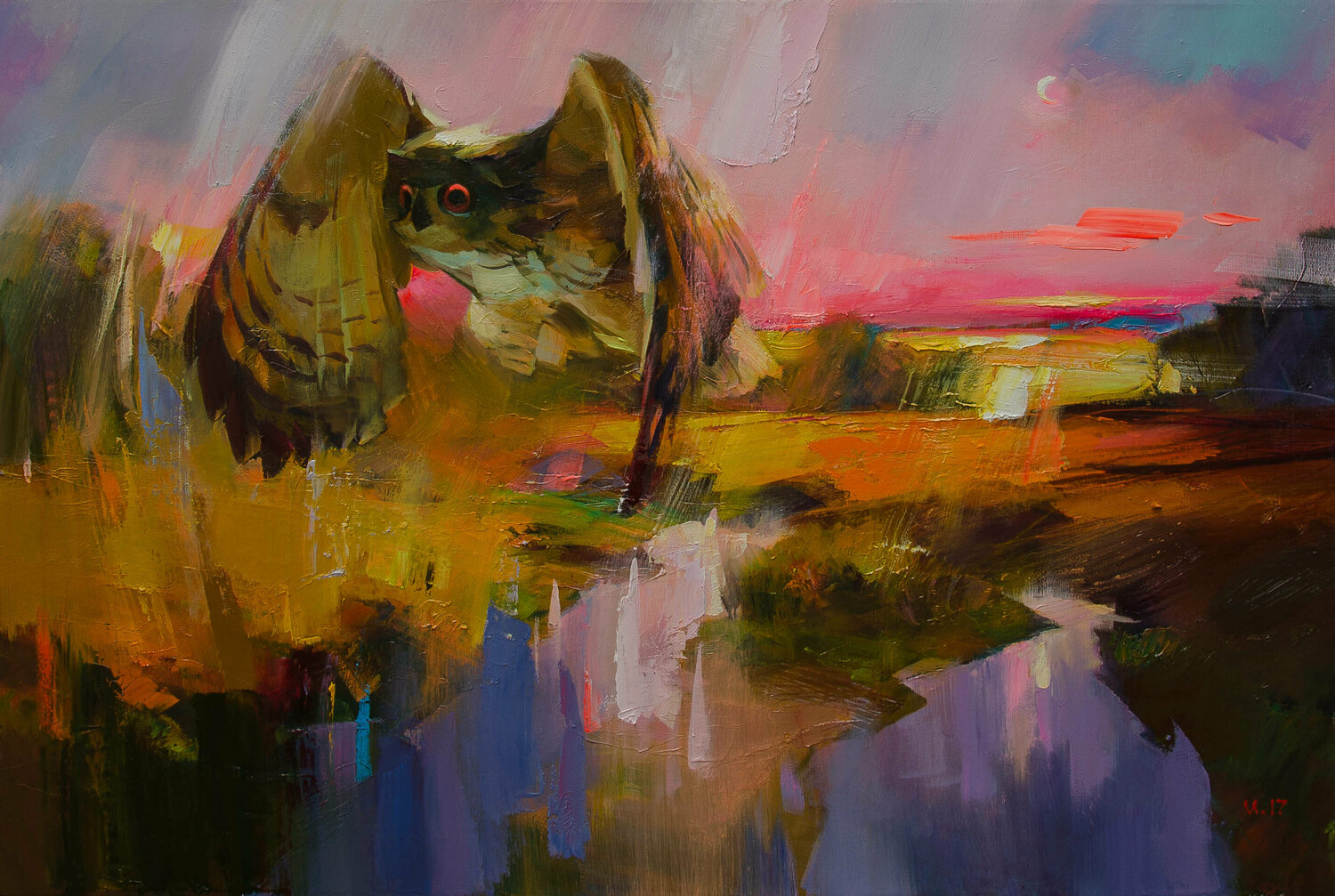 Twilight.Evening bird Khodakivskyi Vasyl Origineel schilderij te koop