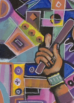 The Xylophone Player II an African music painting Angu Walters