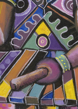 The Xylophone Player II an African music painting Angu Walters