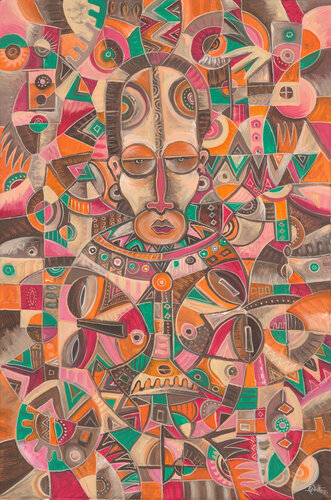 Twin - Giclée print of painting of mother with newborn twins von Angu Walters, Fotografie kaufen auf Singulart
