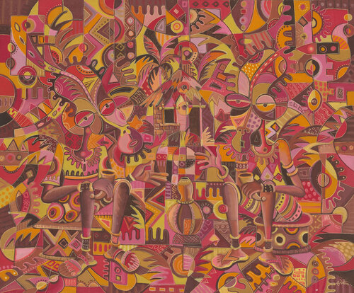 The Happy Villagers - Giclée art print of African village by Angu Walters, Photography for Sale on Singulart