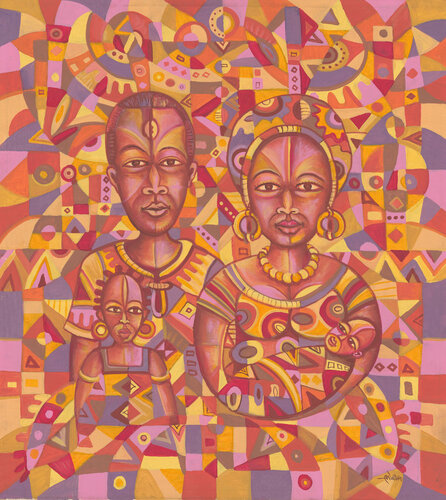 The Happy Family XXI a painting from Africa von Angu Walters, Malerei kaufen auf Singulart