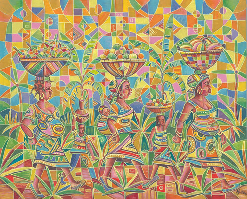 Saturday Market IV a painting from Africa von Angu Walters, Malerei kaufen auf Singulart