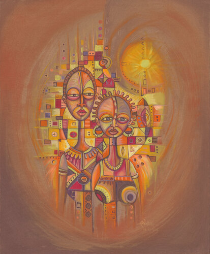 The Couple II a painting from Africa von Angu Walters, Malerei kaufen auf Singulart