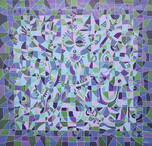 Prayer II painting from Africa of Christians Angu Walters