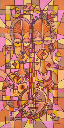 Music is Love VII African art van Angu Walters, Schilderij te koop op Singulart