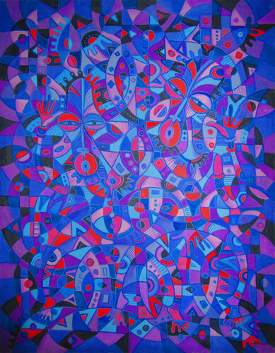 The Dancers painting from Africa van Angu Walters, Schilderij te koop op Singulart
