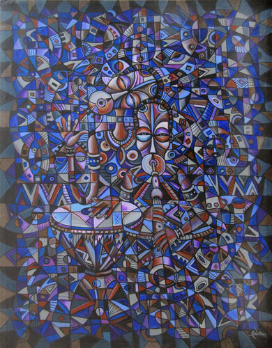 The Drummer and the Flutist VIII van Angu Walters, Schilderij te koop op Singulart