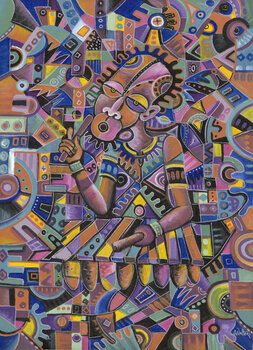 The Xylophone Player II an African music painting Angu Walters