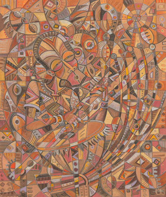 Kora Player I Original painting from Africa Angu Walters