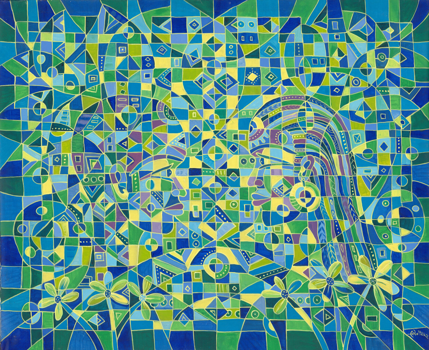 Dialogue IV a painting from Africa about marriage Angu Walters Originalgemälde zu verkaufen