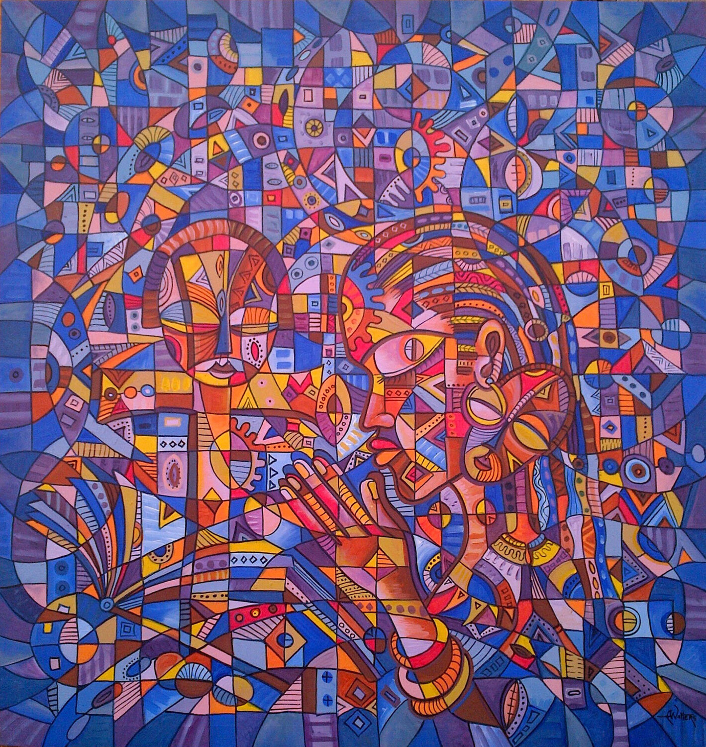 Prayer V - painting of African Christians Angu Walters Originalgemälde zu verkaufen