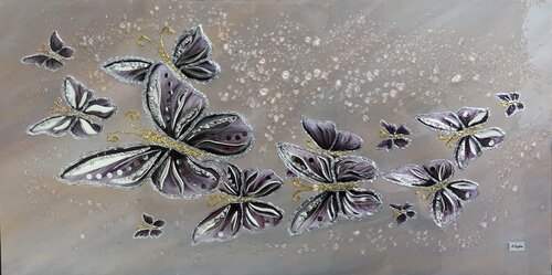 3D SILVER BUTTERFLIES van Nataliia Krykun, Schilderij te koop op Singulart