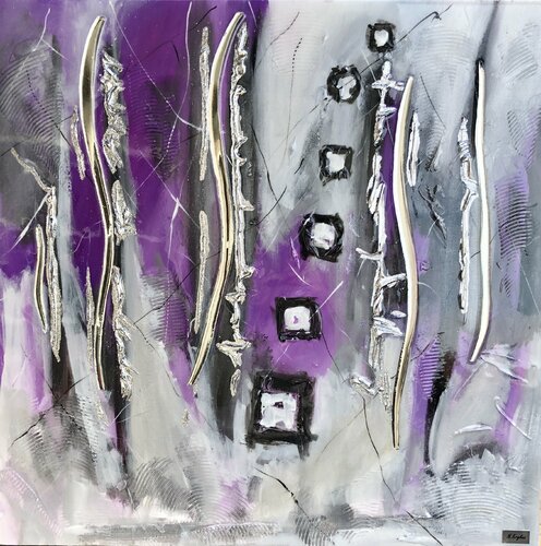 VIOLET LILAC ABSTRACTION, Very peri color abstract original wall art di Nataliia Krykun, Pittura in vendita su Singulart