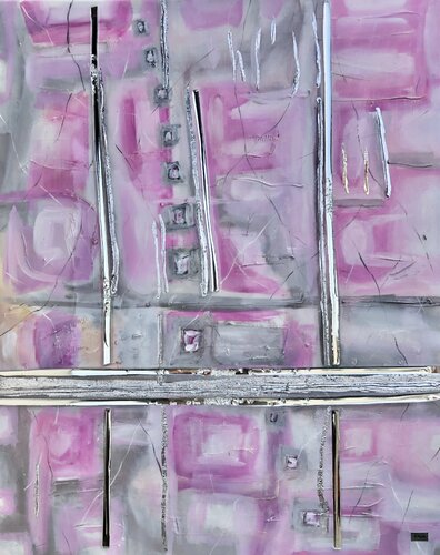 PINK GRAY ABSTRACTION von Nataliia Krykun, Malerei kaufen auf Singulart