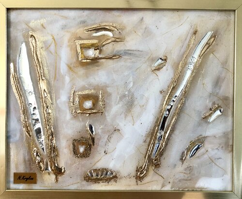 Beige caramel abstraction de Nataliia Krykun, Pintura a la venta en Singulart