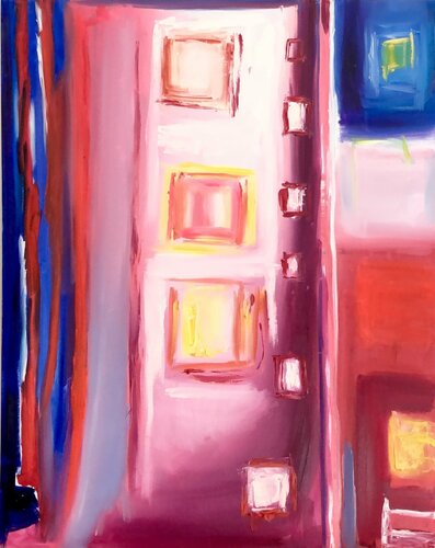 RASPBERRY - BLUEBERRY ABSTRACTION, Very peri color abstract original wall art von Nataliia Krykun, Malerei kaufen auf Singulart