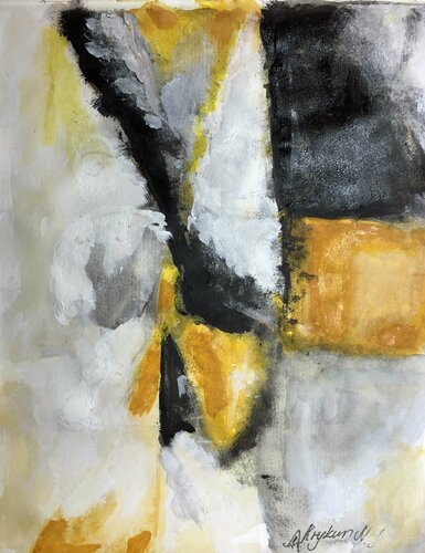 YELLOW BLACK ABSTRACTION by Nataliia Krykun, Work on Paper for Sale on Singulart