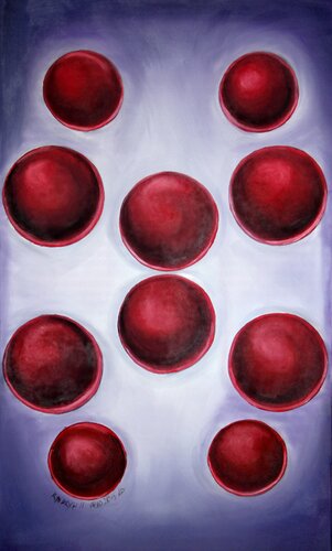 ATTRACTING CIRCLES OF SPHERE, Very peri color abstract original wall art by Nataliia Krykun, 油畫 for Sale on Singulart