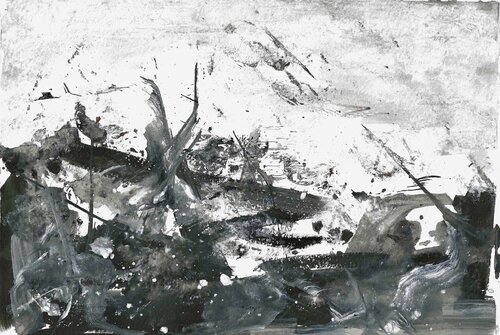 BLACK AND WHITE ABSTRACT by Nataliia Krykun, 종이 for Sale on Singulart