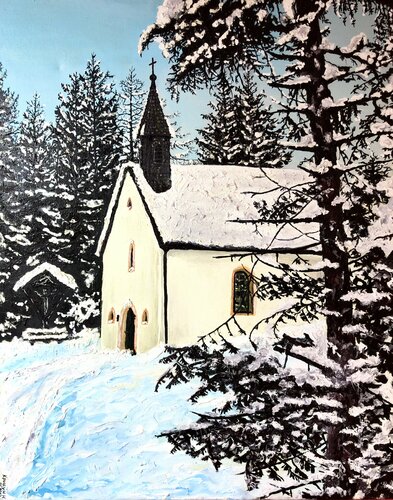 St. Anna Chapel, Tirol, Austria di Nataliia Krykun, Pittura in vendita su Singulart