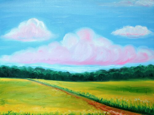 SUMMER LANDSCAPE WITH WHITE-PINK CLOUD Nataliia Krykun