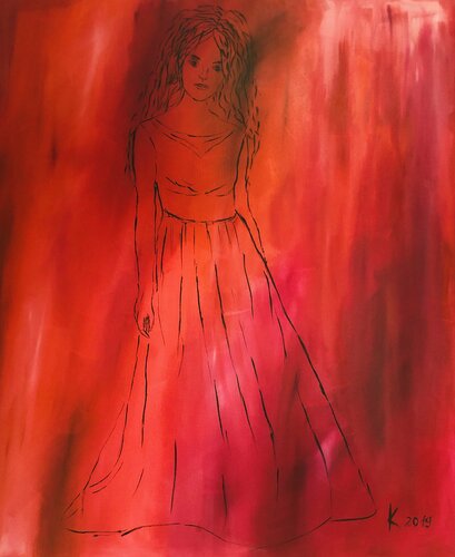 Red woman, abstract women body von Nataliia Krykun, Malerei kaufen auf Singulart