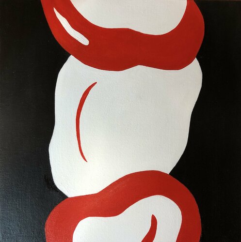 Love abstract geometric. Red black white XXL painting by Nataliia Krykun, 油畫 for Sale on Singulart