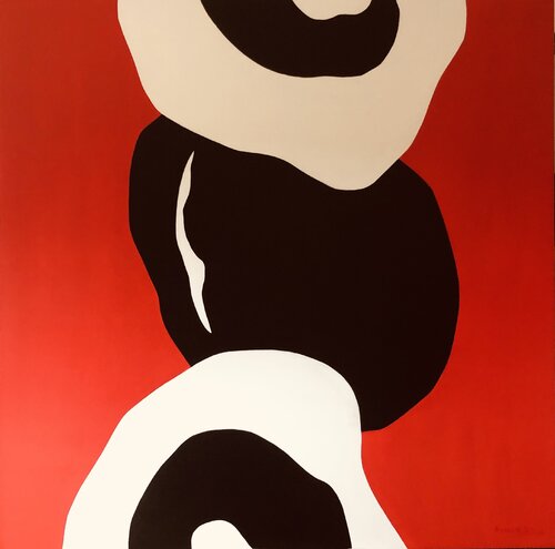 Love abstract geometric. Red black white acrylic on canvas Nataliia Krykun