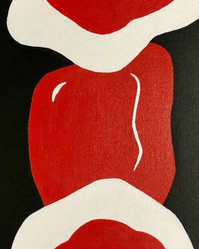 Love geometric abstract. Red black white acrylic on canvas by Nataliia Krykun, 油畫 for Sale on Singulart