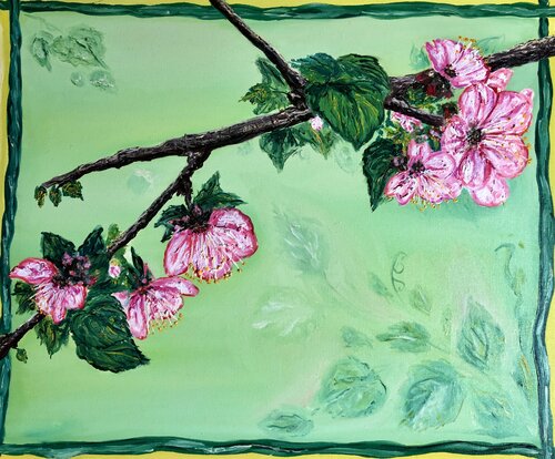 Flowers, spring - green, pink, red, white by Nataliia Krykun, Painting for Sale on Singulart
