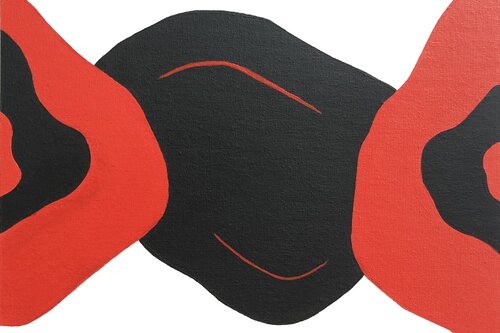 Love geometric abstract. Red black white acrylic on canvas, xxl large modern painting by Nataliia Krykun, 油畫 for Sale on Singulart