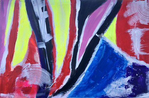 Wind, black, red, white, yellow, pink, blue abstraction, texture Nataliia Krykun