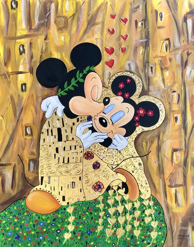 The Kiss Mickey Mouse and Minnie Mouse - Love, Amour, Amore 3D von Nataliia Krykun, Malerei kaufen auf Singulart