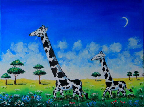 Giraffes de Nataliia Krykun, Pintura a la venta en Singulart