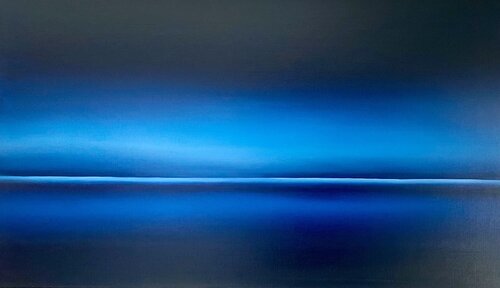 Ocean’s Embrace -seascape - large navy black oil painting van Nataliia Krykun, Schilderij te koop op Singulart