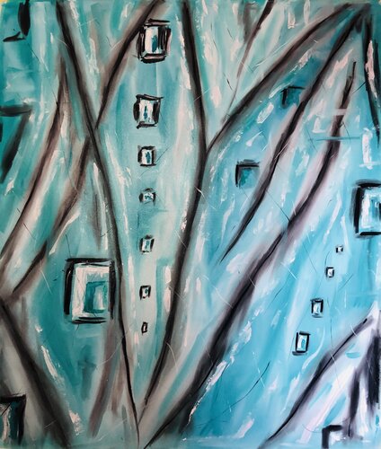 Turquoise lake - large XXL abstraction di Nataliia Krykun, Pittura in vendita su Singulart