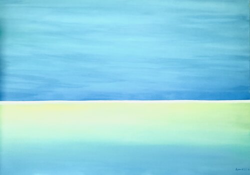 “Blue Reflexe” blau yellow large abstraction XXL, with love for Ukraine Nataliia Krykun