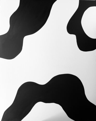 „Black clouds on white sky“, XXL monochrome minimalism von Nataliia Krykun, Malerei kaufen auf Singulart
