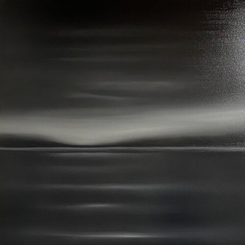 „Sunset dark“, abstract minimalist landscape, mountain von Nataliia Krykun, Malerei kaufen auf Singulart