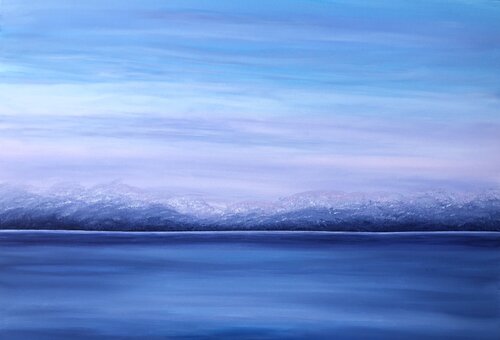 „Coastline“ - Impressionist abstraction blue seascape, sky Nataliia Krykun