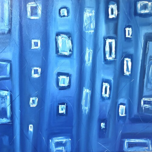 “Blue Meditation” - geometric minimalism abstraction von Nataliia Krykun, Malerei kaufen auf Singulart