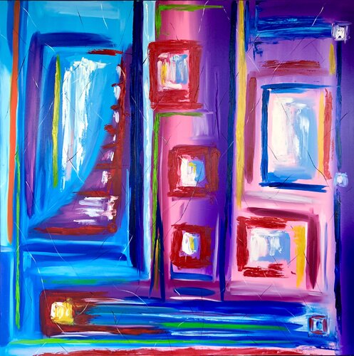 „Bright color abstraction“- geometric by Nataliia Krykun, 油畫 for Sale on Singulart