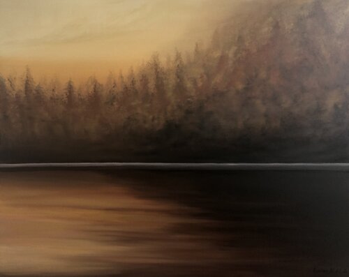 Golden brown Autumn- Mocha Mousse de Nataliia Krykun, Pintura a la venta en Singulart