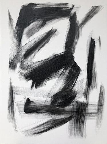 “Flaying“ black and white abstraction monochrome von Nataliia Krykun, Malerei kaufen auf Singulart