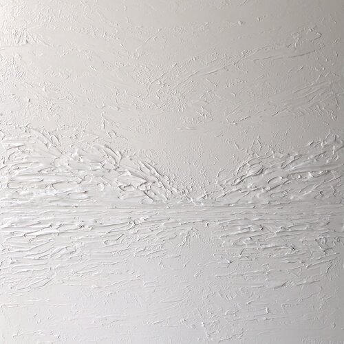 White sunset abstraction seascape  winter snow landscape in 3D plaster Nataliia Krykun