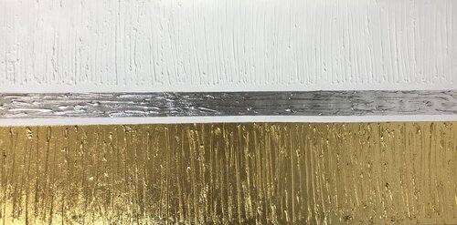 „Sunrise“ - 3D three-dimensional texture minimalistic gold silver white Nataliia Krykun